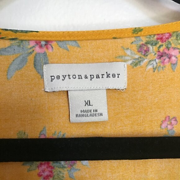 XL Peyton Parker Yellow Floral Wrap Mini Dress - Picture 2 of 5